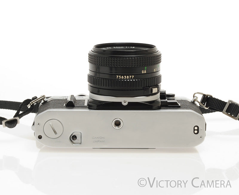 Canon AE-1 35mm Chrome Camera w/ 50mm f1.8 Prime Lens [EXC] - Victory Camera