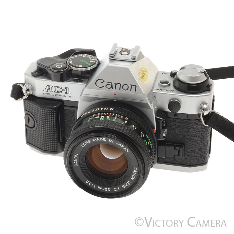Canon AE-1 Program Chrome 35mm Film SLR Camera 50mm f1.8 Lens  [EXC+] - Victory Camera