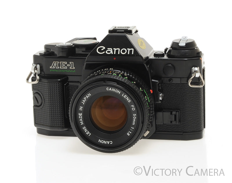 Canon AE-1 Program Black 35mm Camera w/ 50mm f1.8 Lens  [EXC+] - Victory Camera