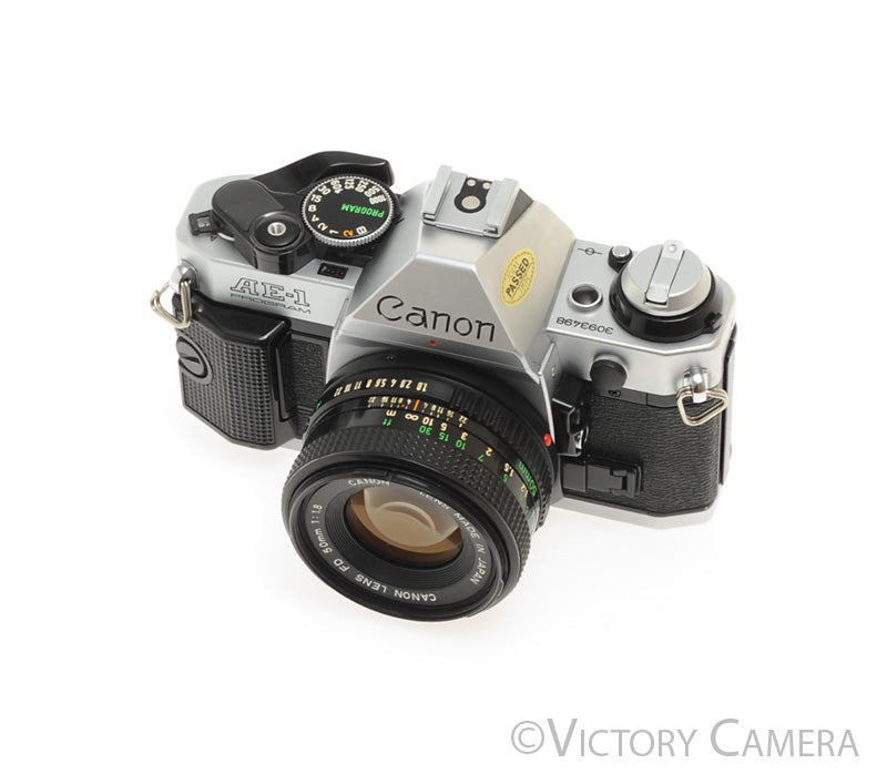 Canon AE-1 Program Chrome 35mm Film SLR Camera 50mm f1.8 Lens [EXC+] - Victory Camera