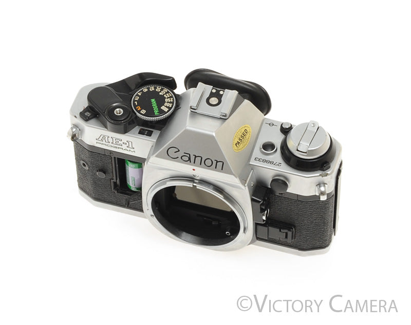 Canon AE-1 Program 35mm Chrome Film Camera Body -No Batt. Door- [BAR] - Victory Camera