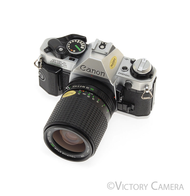 Canon AE-1 Program Chrome 35mm Film SLR Camera 35-75mm Zoom Lens  [EXC+] - Victory Camera