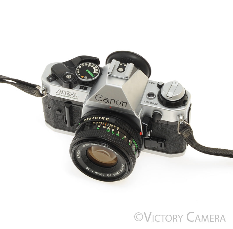 Canon AE-1 Program Chrome 35mm Film SLR Camera 50mm f1.8 Lens [EXC]