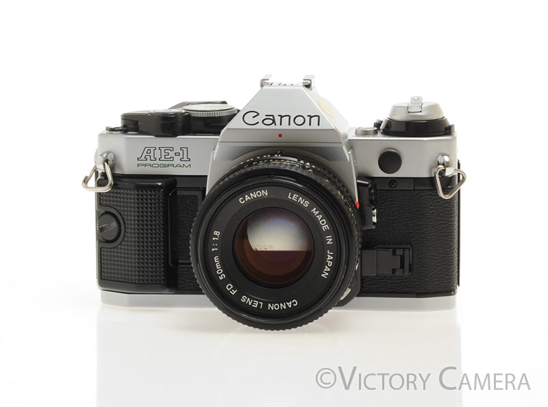 Canon AE-1 Program Chrome 35mm Film SLR Camera 50mm f1.8 Lens [EXC+] - Victory Camera