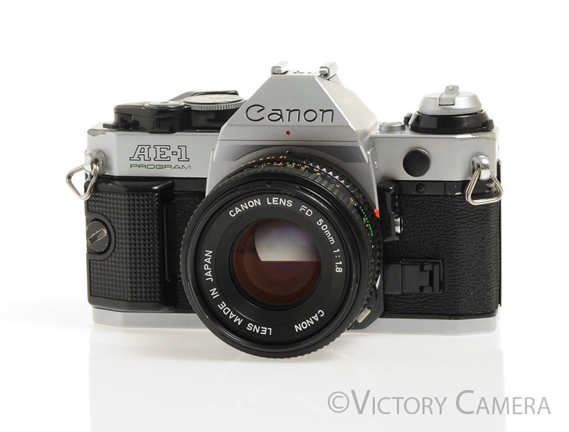 Canon AE-1 Program Chrome 35mm Film SLR Camera 50mm f1.8 Lens [EXC+] - Victory Camera
