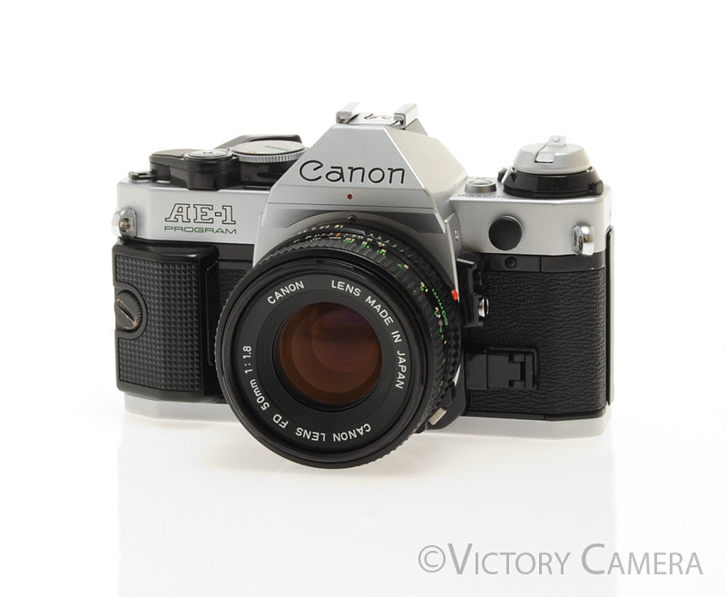 Canon AE-1 Program Chrome 35mm Film SLR Camera 50mm f1.8 Lens [EXC] - Victory Camera
