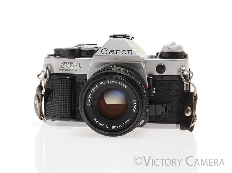 Canon AE-1 Program Chrome 35mm Film SLR Camera 50mm f1.8 Lens  [EXC] - Victory Camera