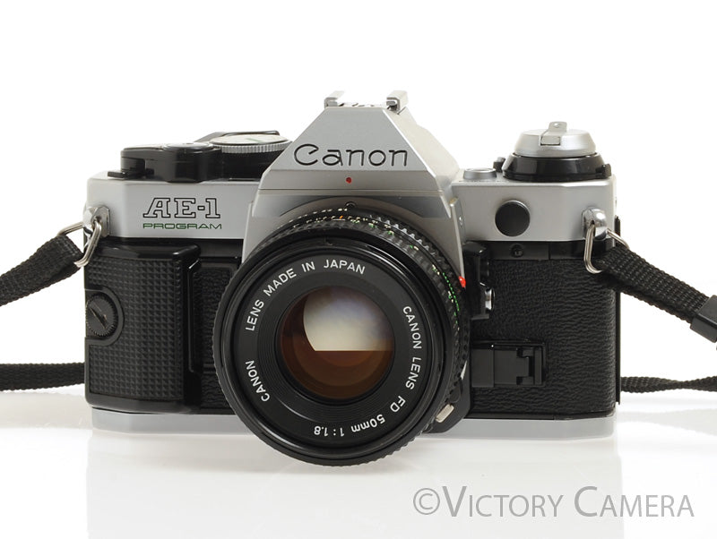 Canon AE-1 Program Chrome 35mm Film Camera 50mm f1.8 Lens -New Seals- [EXC] - Victory Camera