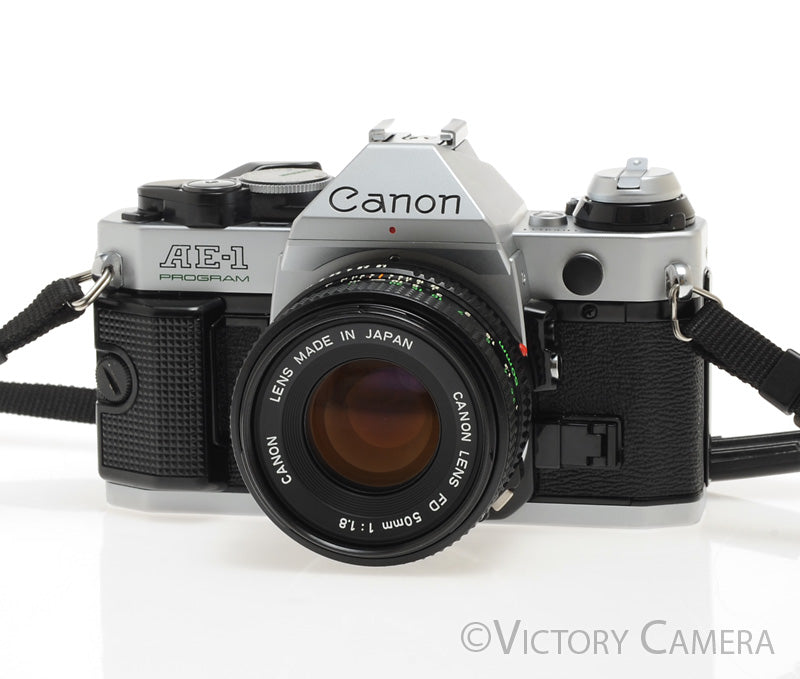 Canon AE-1 Program Chrome 35mm Film SLR Camera 50mm f1.8 Lens [EXC] - Victory Camera