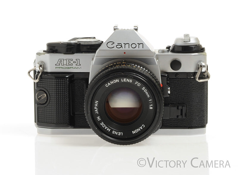 Canon AE-1 Program Chrome 35mm Film SLR Camera 50mm f1.8 Lens [EXC+] - Victory Camera