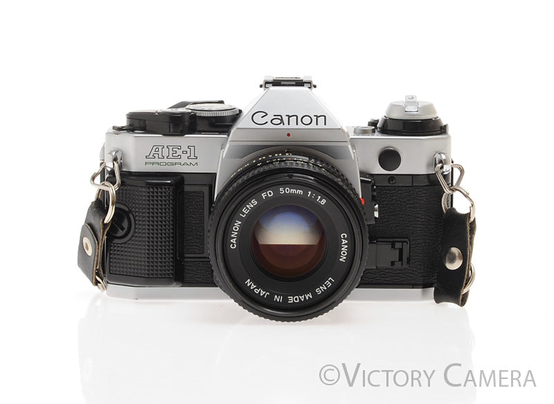 Canon AE-1 Program Chrome 35mm Film SLR Camera 50mm f1.8 Lens  [EXC] - Victory Camera
