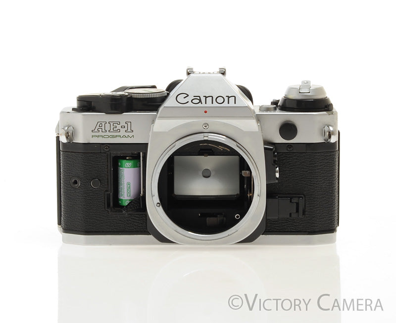 Canon AE-1 Program 35mm Chrome Film Camera Body -No Batt. Door- [BAR] - Victory Camera