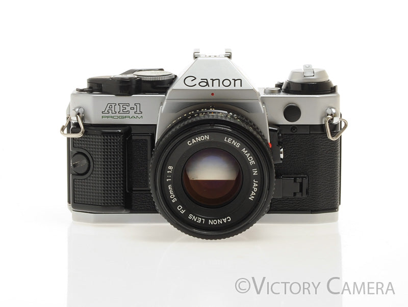 Canon AE-1 Program Chrome 35mm Film SLR Camera 50mm f1.8 Lens [EXC+] - Victory Camera