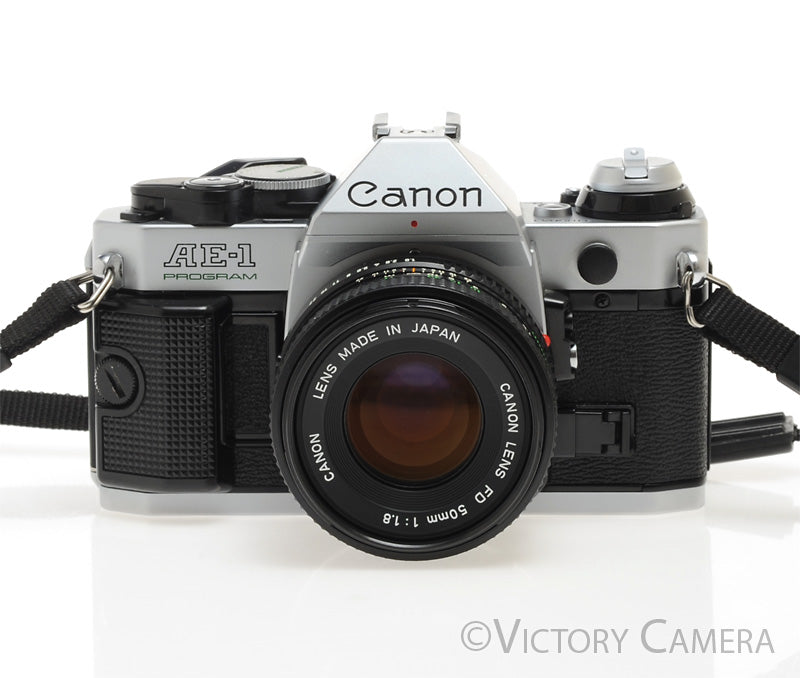 Canon AE-1 Program Chrome 35mm Film SLR Camera 50mm f1.8 Lens [EXC] - Victory Camera
