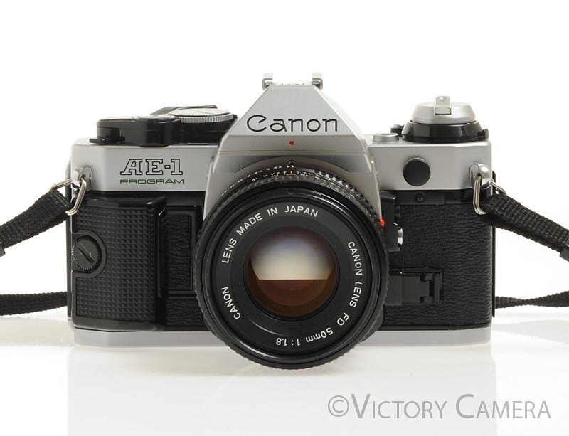 Canon AE-1 Program Chrome 35mm Film Camera 50mm f1.8 Lens -New Seals- [EXC] - Victory Camera