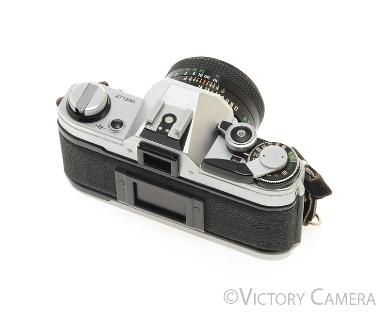 Canon AE-1 35mm Chrome Camera w/ 50mm f1.8 Prime Lens -New Seals- [EXC]