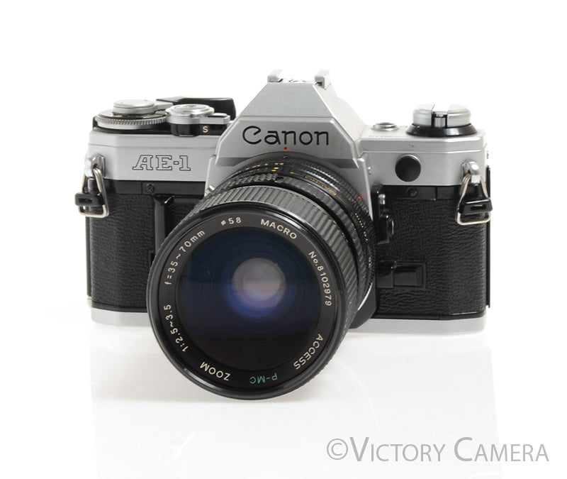 Canon AE-1 35mm Chrome Camera 35-70mm Zoom Lens -New Seals, No Squeak-