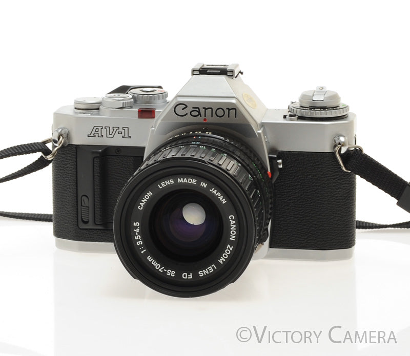 Canon AV-1 35mm Chrome Film Camera w/ 35-70mm Zoom Lens -New Seals- [EXC+]