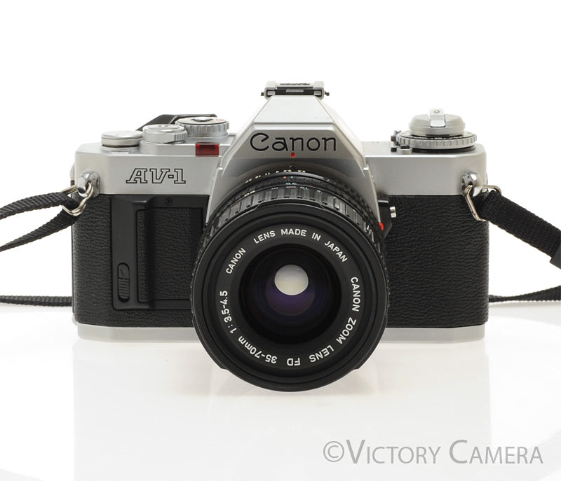 Canon AV-1 35mm Chrome Film Camera w/ 35-70mm Zoom Lens -New Seals- [EXC+]