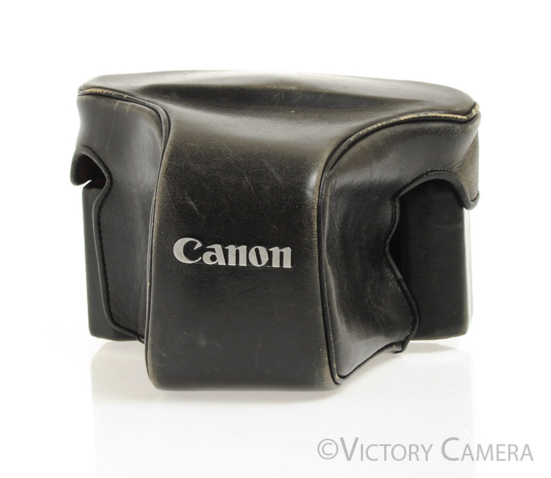 Canon F-1 Original Genuine Ever Ready Black Leather Camera Case [EX] - Victory Camera
