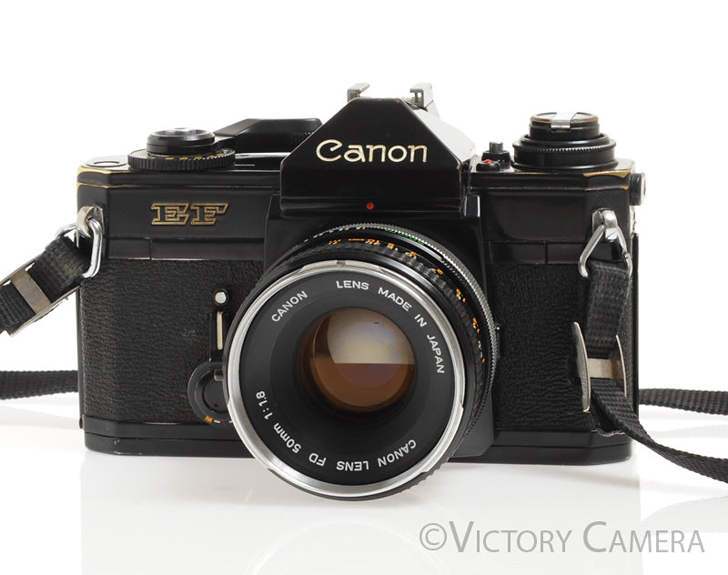Canon EF Black 35mm Film Camera w/ 50mm F1.8 Lens -New Seals- - Victory Camera