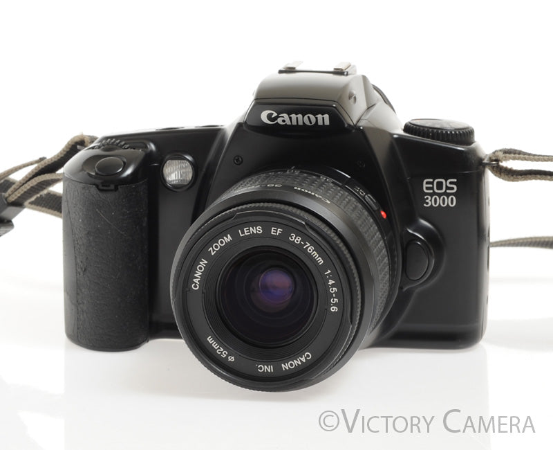Canon EOS 3000 Black 35mm Autofocus FILM Camera w/ 38-76mm Zoom Lens - Victory Camera