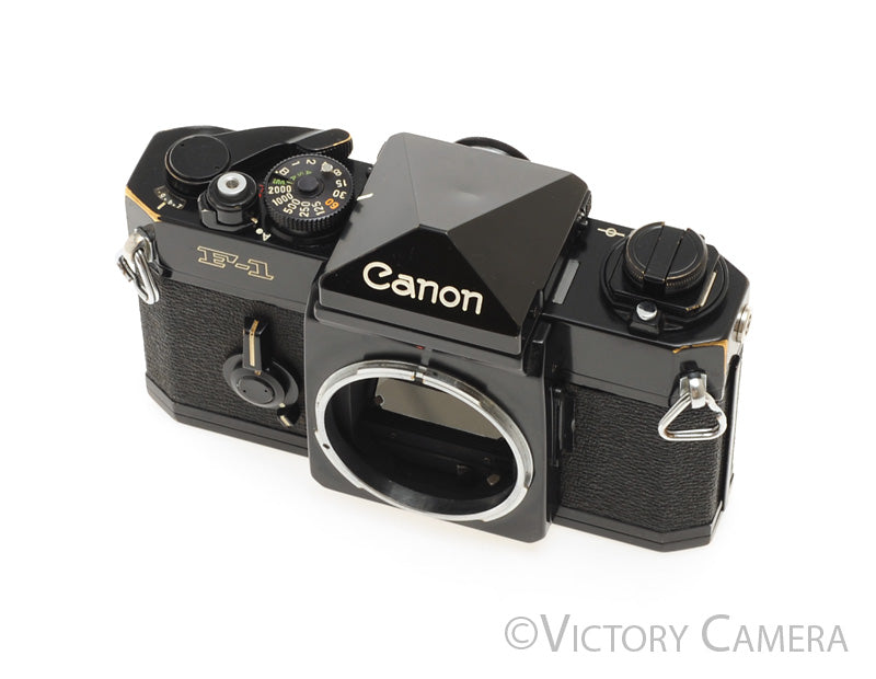 Canon F1 F-1 Black 35mm Camera Body -New Seals- [EXC-] - Victory Camera