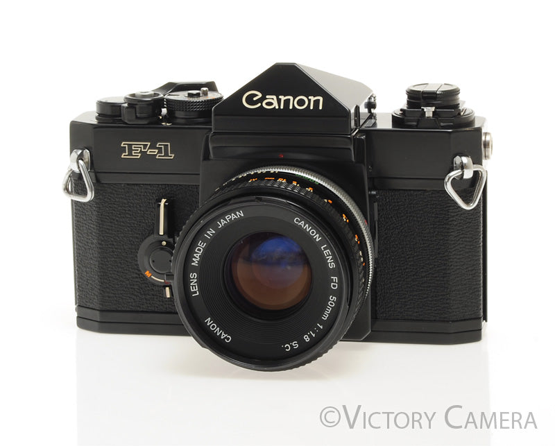 Canon F1 F-1 Black 35mm Camera Body w/ 50mm f1.8 Lens -New Seals-  [EXC+] - Victory Camera