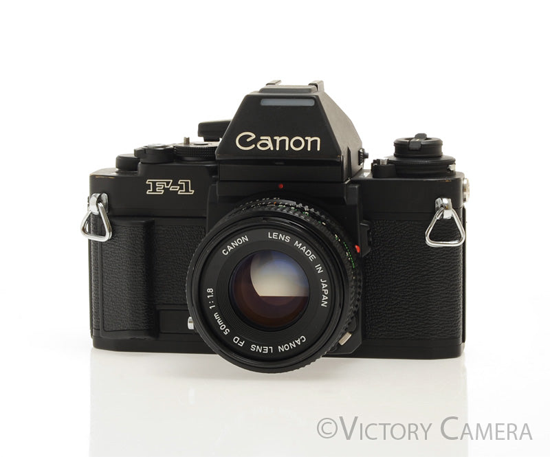 Canon New F1 F-1 Black 35mm Camera w/ 50mm f1.8 Lens -New Seals- [EXC+] - Victory Camera