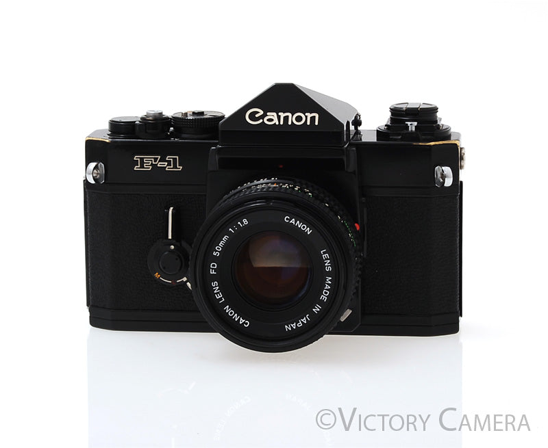 Canon F1 F-1 Black 35mm Camera Body w/ 50mm f1.8 Lens  [EXC] - Victory Camera