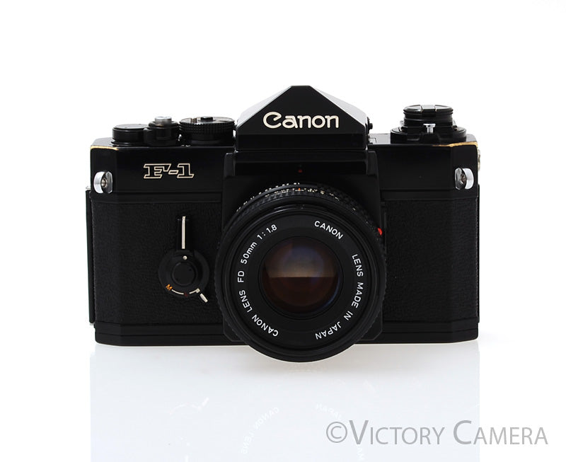 Canon F1 F-1 Black 35mm Camera Body w/ 50mm f1.8 Lens  [EXC] - Victory Camera