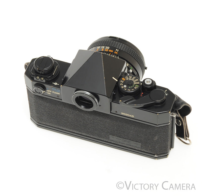 Canon F1 F-1 Black 35mm Camera Body w/ 50mm f1.8 Lens -New Seals- [EXC] - Victory Camera