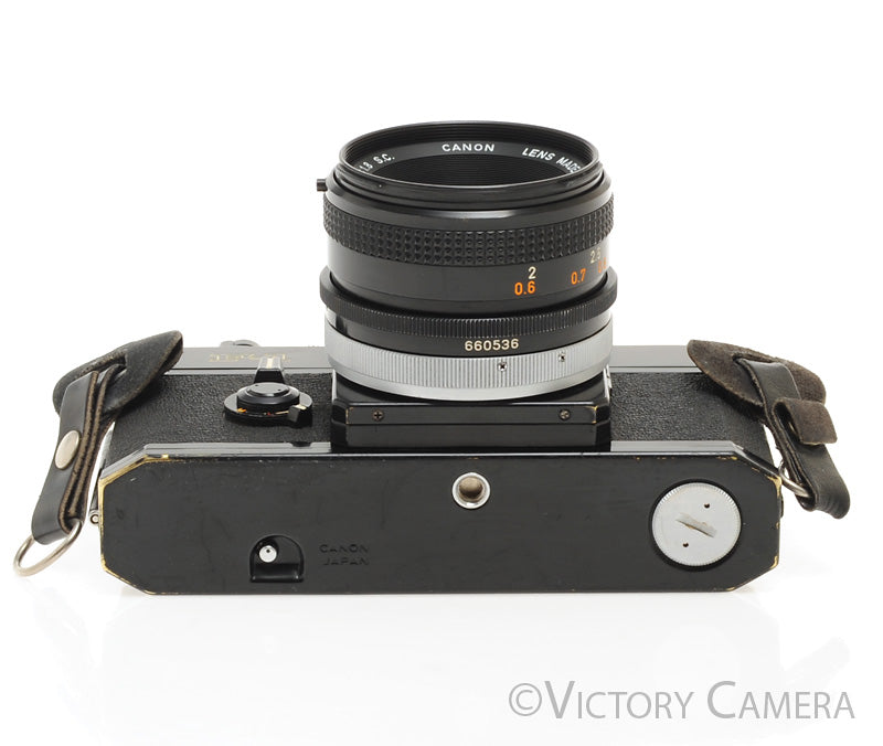 Canon F1 F-1 Black 35mm Camera Body w/ 50mm f1.8 Lens -New Seals- [EXC] - Victory Camera