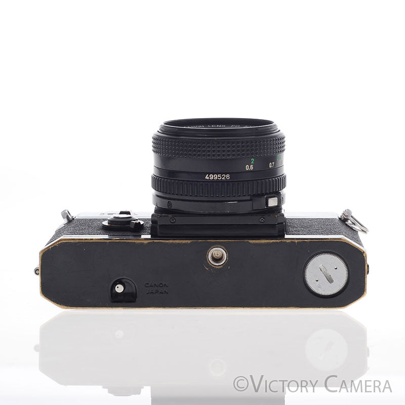 Canon F1 F-1 Black 35mm Camera w/ 50mm f1.8 Lens -New Seals- [EXC-] - Victory Camera