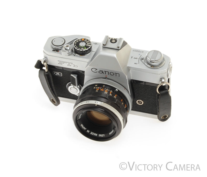 Canon FTb QL Chrome 35mm SLR Camera w/ 50mm f1.8 Lens [EXC-]