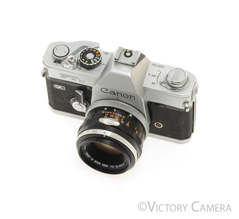 Canon FTb QL Chrome 35mm SLR Camera w/ 50mm f1.8 Lens [EXC] - Victory Camera