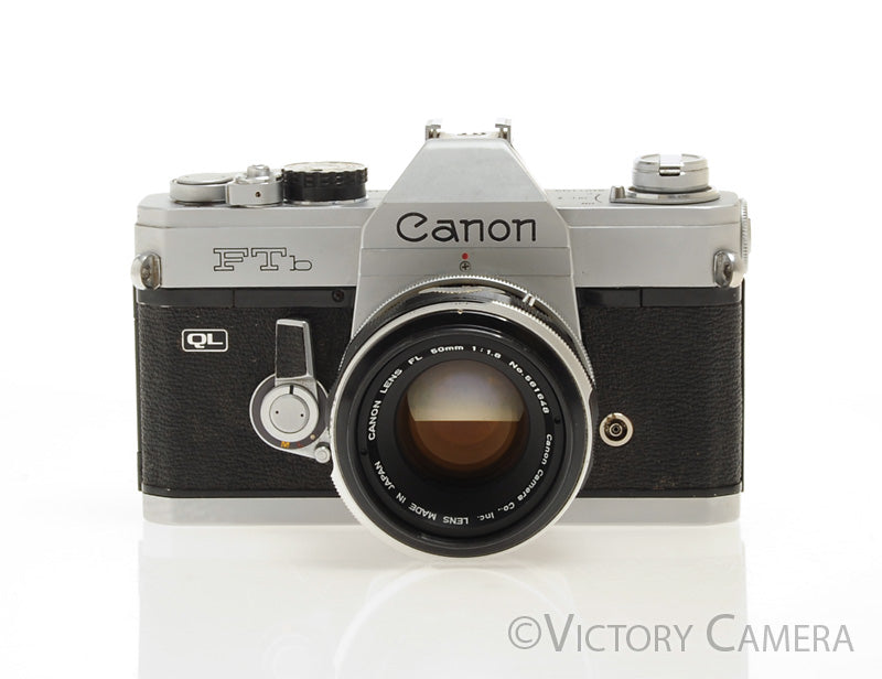 Canon FTb QL Chrome 35mm SLR Camera w/ 50mm f1.8 Lens [EXC] - Victory Camera