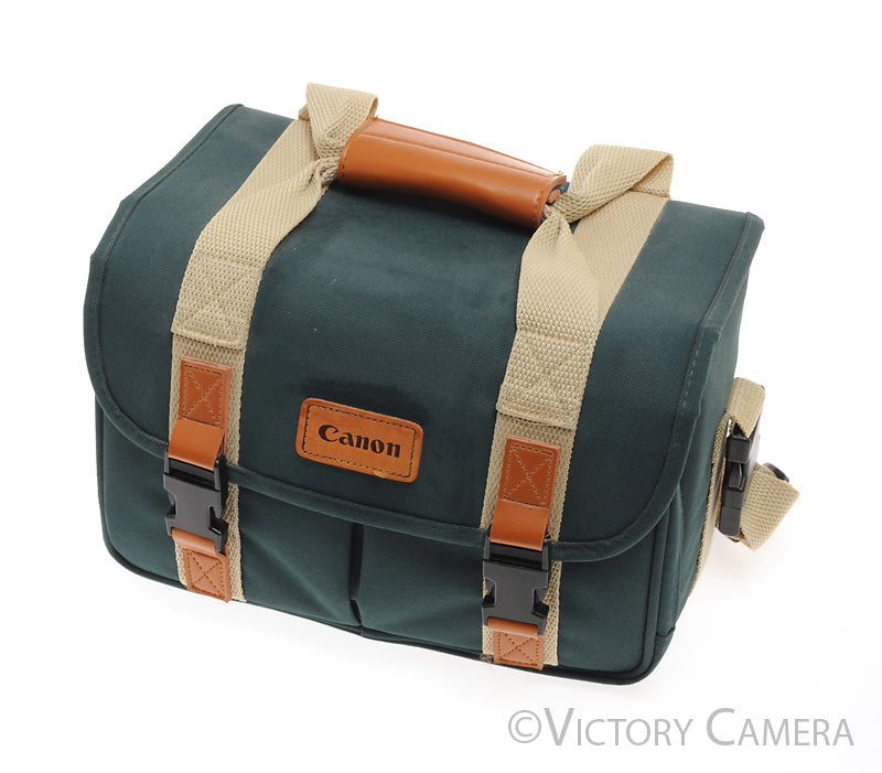 Vintage Canon Camera Shoulder Bag Green w/ Brown Leather Trim [EXC] - Victory Camera