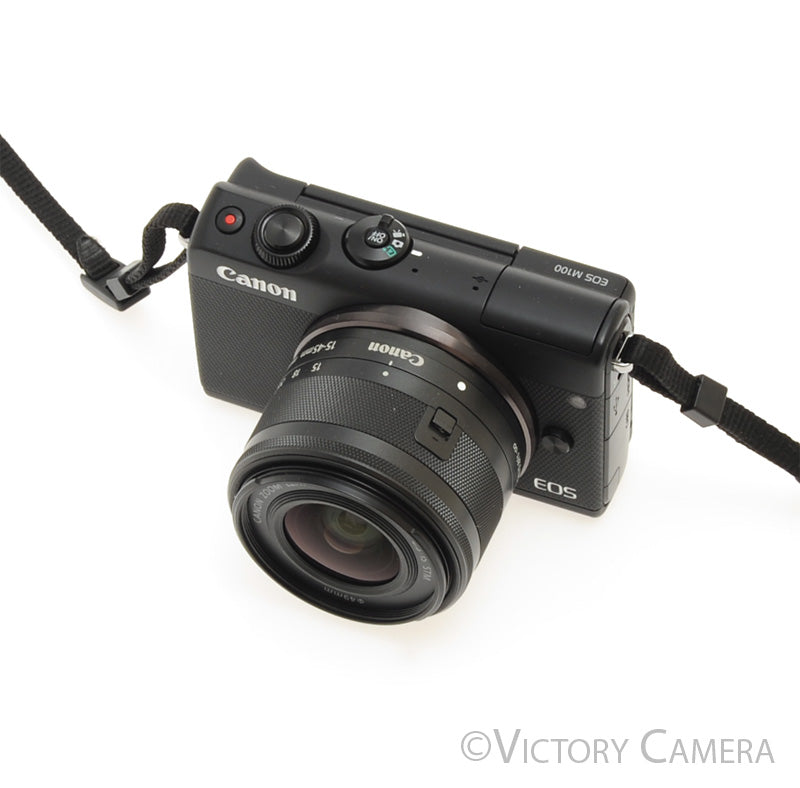 Canon EOS M100 Black Mirrorless Camera w/ 15-45mm Zoom Lens [EXC+] - Victory Camera