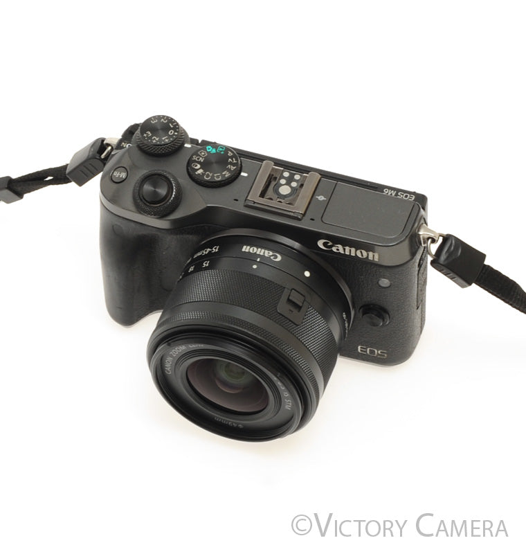 Canon EOS M6 Black 24.2MP Mirrorless Digital Camera w/ 15-45mm Lens [EXC-] - Victory Camera