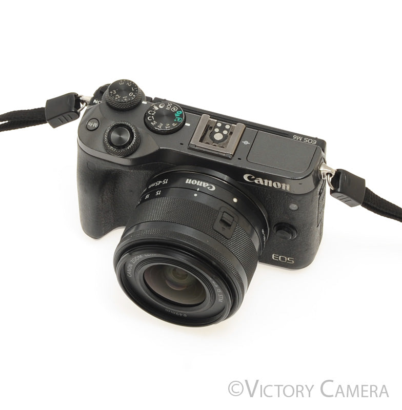 Canon EOS M6 Black 24.2MP Mirrorless Digital Camera w/ 15-45mm Lens [EXC] - Victory Camera