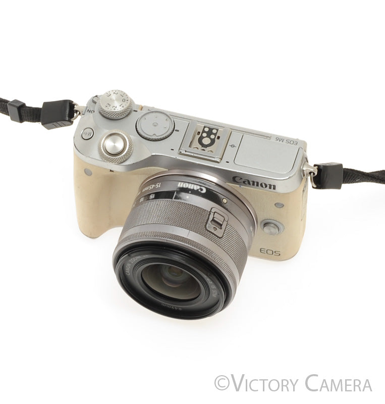 Canon EOS M6 Chrome 24.2MP Mirrorless Digital Camera w/ 15-45mm Lens [GOOD] - Victory Camera