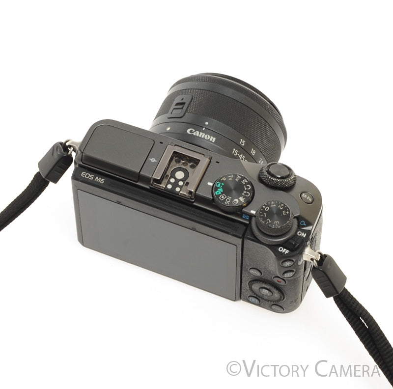 Canon EOS M6 Black 24.2MP Mirrorless Digital Camera w/ 15-45mm Lens [EXC] - Victory Camera
