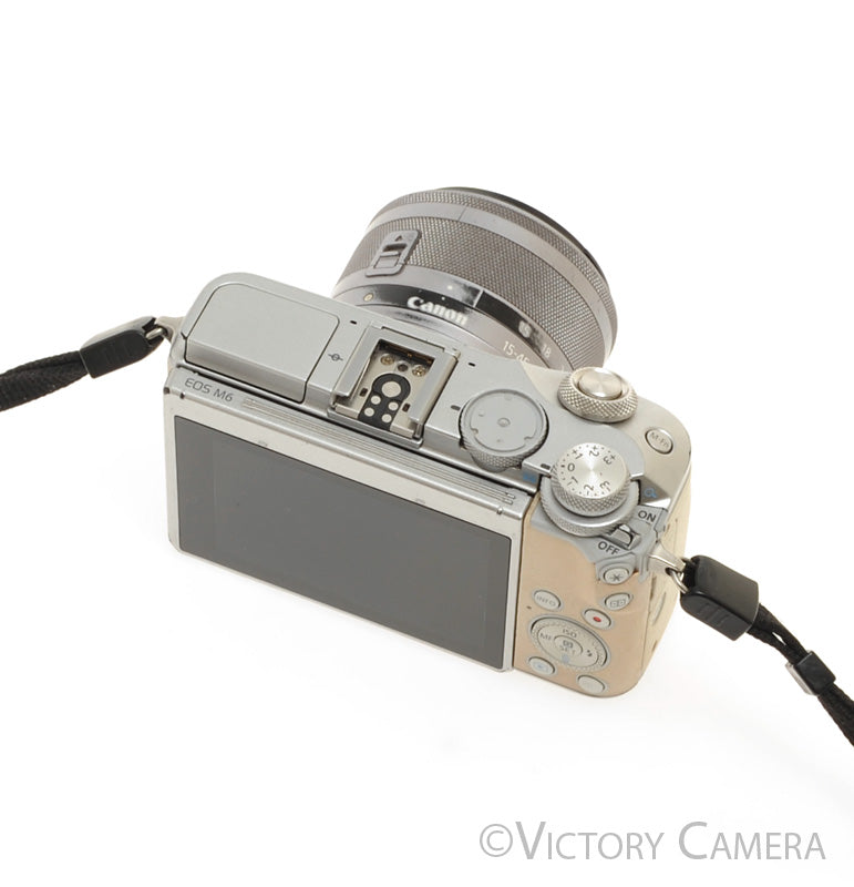 Canon EOS M6 Chrome 24.2MP Mirrorless Digital Camera w/ 15-45mm Lens [GOOD] - Victory Camera