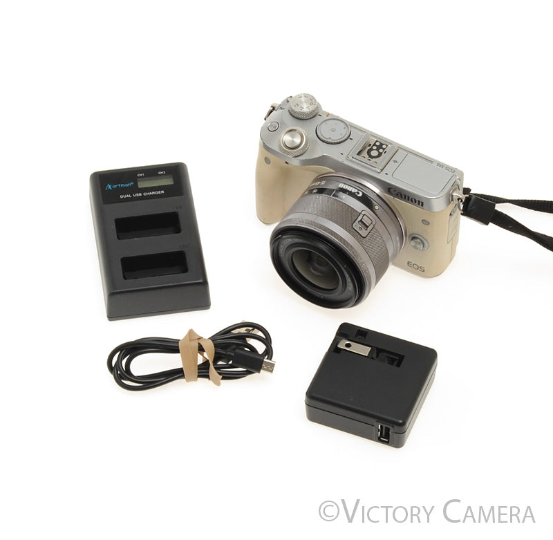 Canon EOS M6 Chrome 24.2MP Mirrorless Digital Camera w/ 15-45mm Lens [GOOD] - Victory Camera
