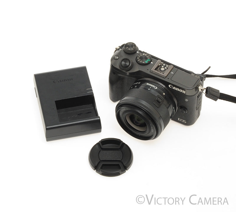 Canon EOS M6 Black 24.2MP Mirrorless Digital Camera w/ 15-45mm Lens [EXC] - Victory Camera