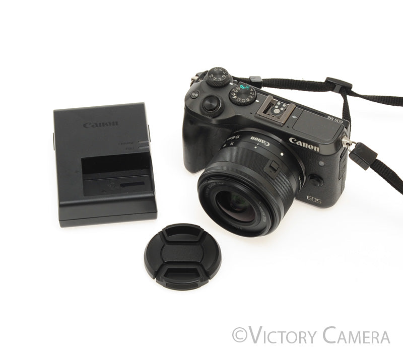 Canon EOS M6 Black 24.2MP Mirrorless Digital Camera w/ 15-45mm Lens [EXC-] - Victory Camera