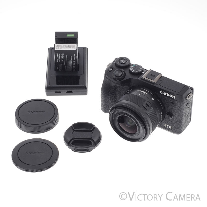 Canon EOS M6 II Black 24.2MP Mirrorless Digital Camera w/ 15-45mm Lens [EXC+] - Victory Camera