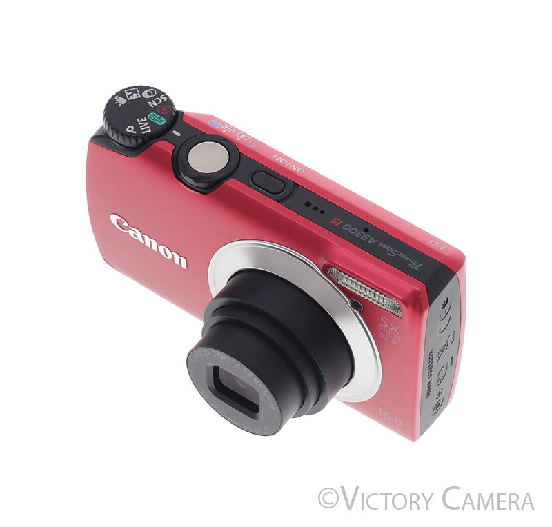 Canon PowerShot A3300 IS Red 16MP Digital Point & Shoot Camera [MINT-] - Victory Camera