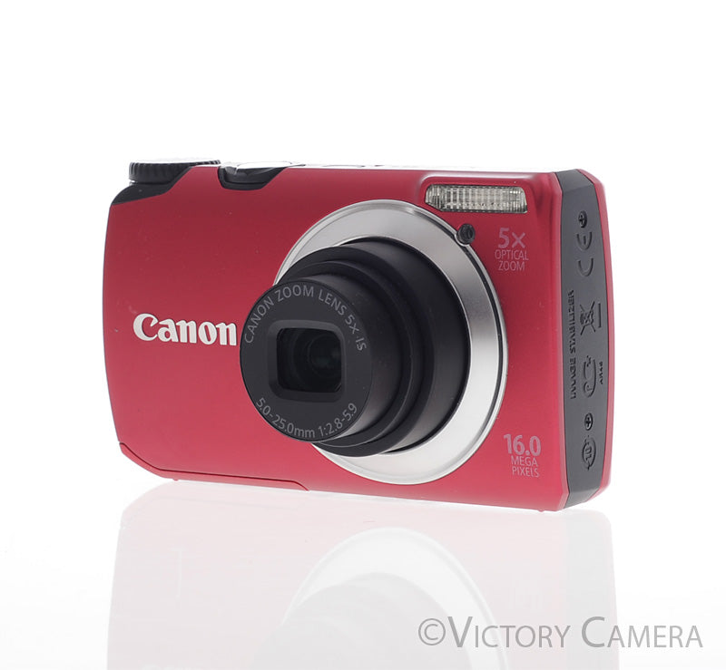 Canon PowerShot A3300 IS Red 16MP Digital Point & Shoot Camera [MINT-] - Victory Camera